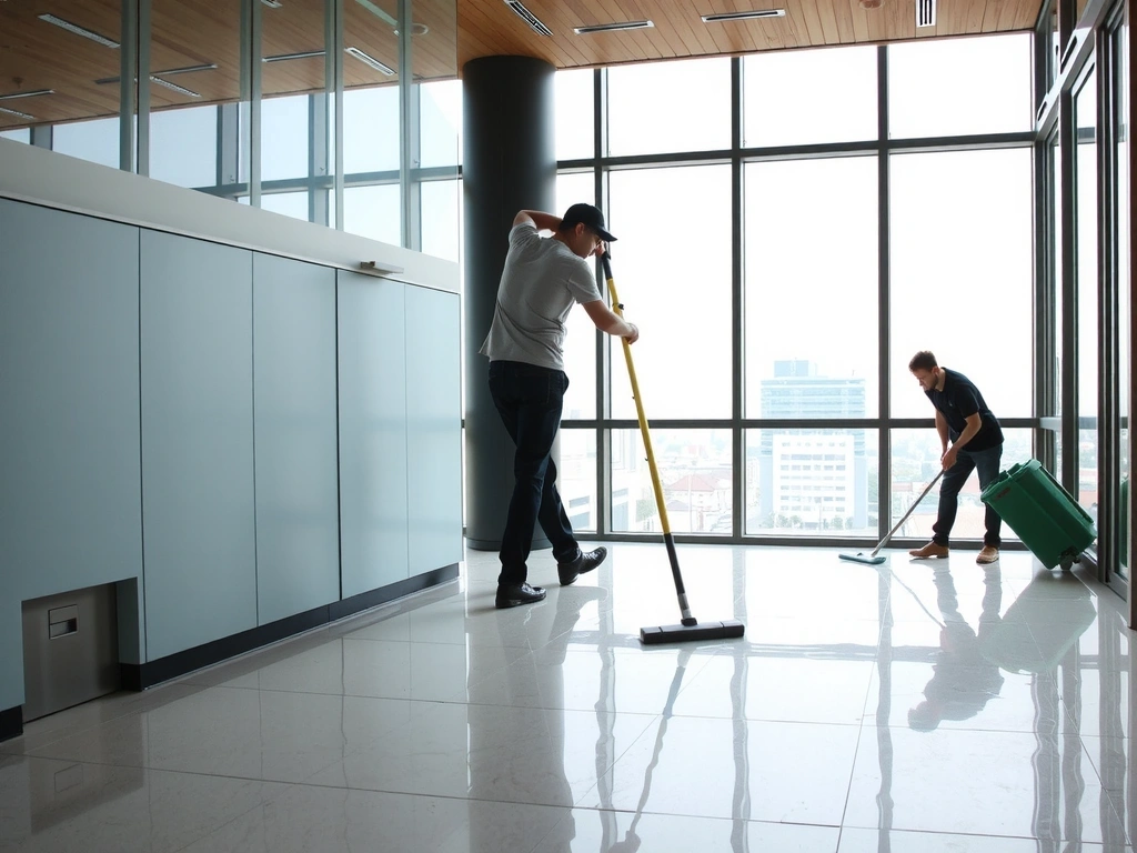gleamForges cleaning team working in Metro Manila office building